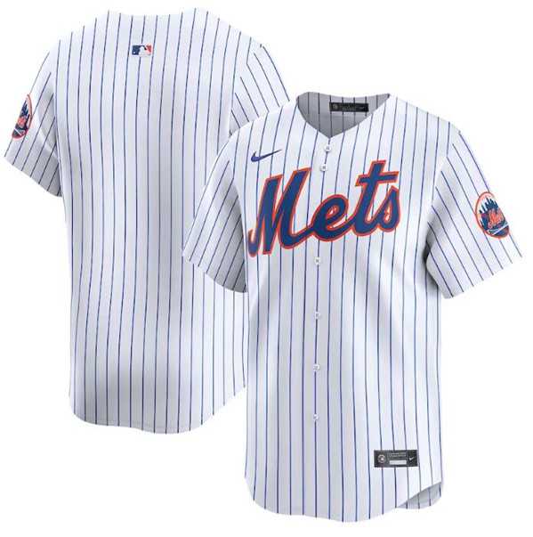 Mens New York Mets Blank 2024 White Home Limited Stitched Baseball Jersey Dzhi